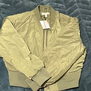 Sandwashed Olive Bomber Jacket - Happily Grey Size Large